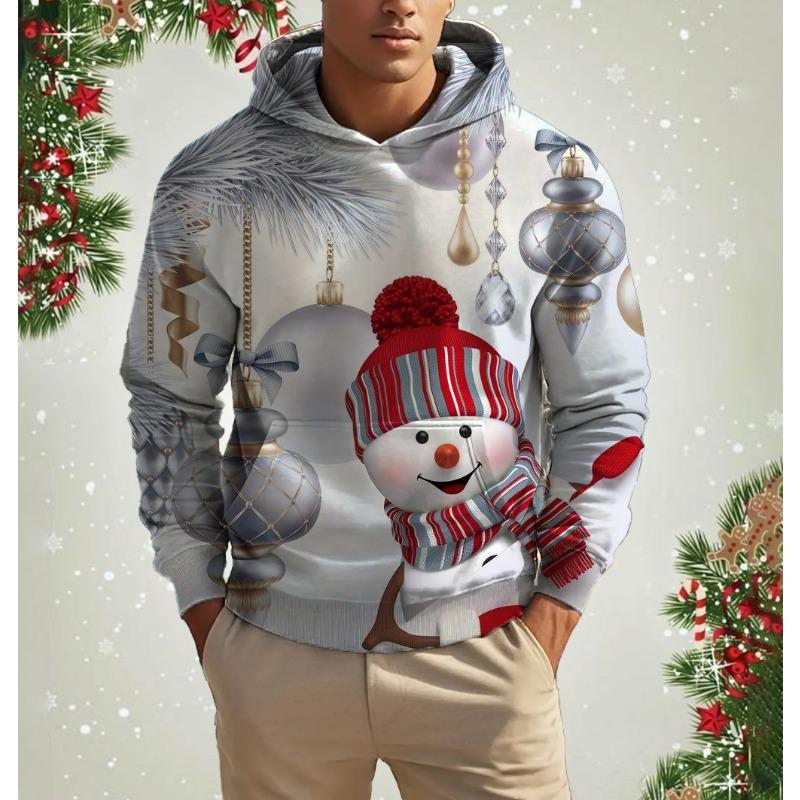 Men's 3D Print Christmas Graphic Hoodie Cute Santa Claus Pattern Loose Casual Comfortable Clothes Harajuku Style Kids Pullover