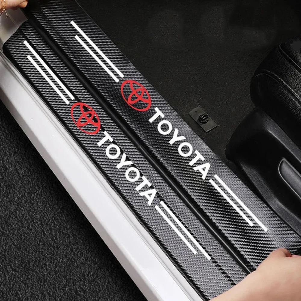QDJ1 Car Threshold Strip Carbon Fiber Sticker Car Door Sill Protector Accessories For Toyota Rav4 Yaris Prius Avensis Corolla Camry