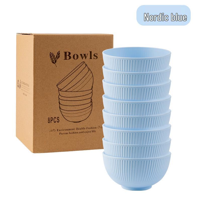 Cross-border PP Plastic Bowl Set - Multi-purpose for Dormitory: Includes Water, Fruit, Salad, Noodle, Soup, and Rice Bowls. Large Size.