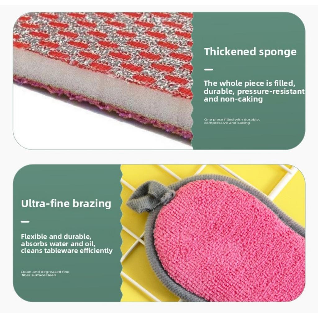 10-1Baijiebu Küchenspültuch Schwammblock Reinigungsbürste Doppelseitiges Nicht-Öl-Fasertuch Magisches Abwischen Topf Artefakt
