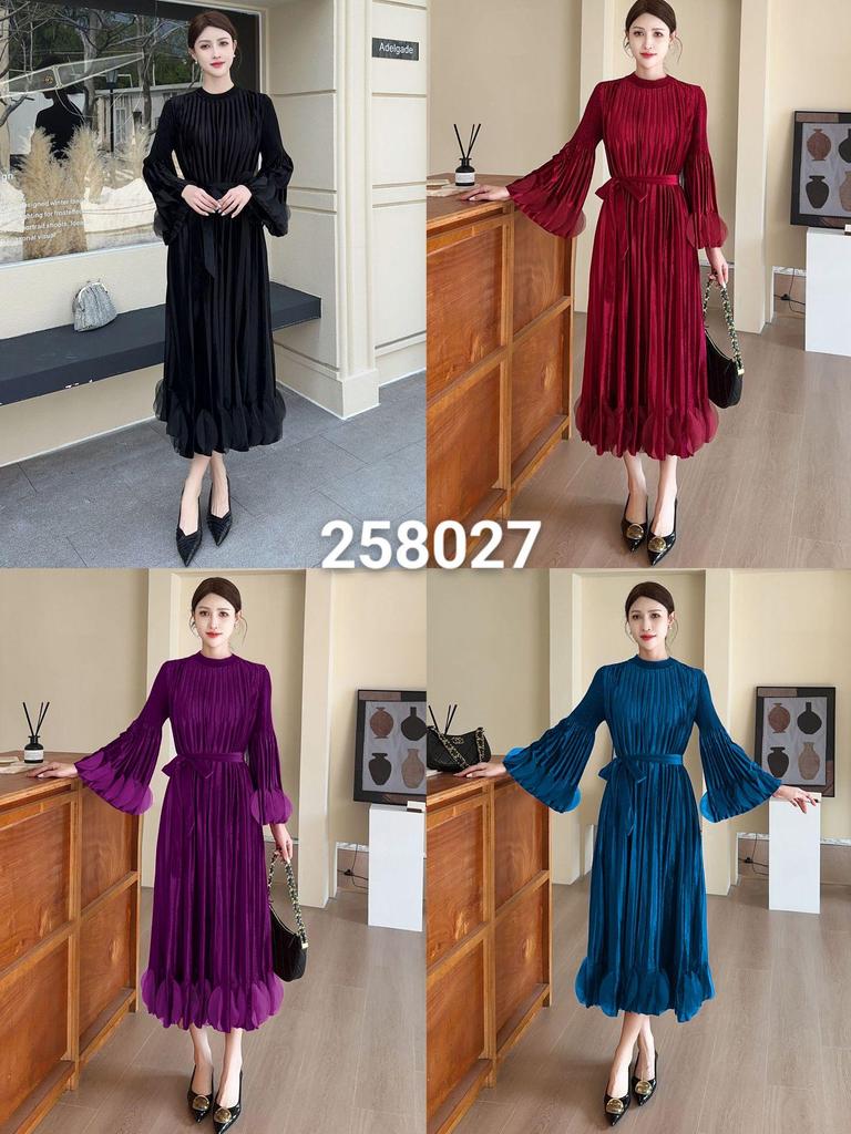 Miyake Pleated Plus Size Velvet Dress - Elegant Loose Long European & American Style.