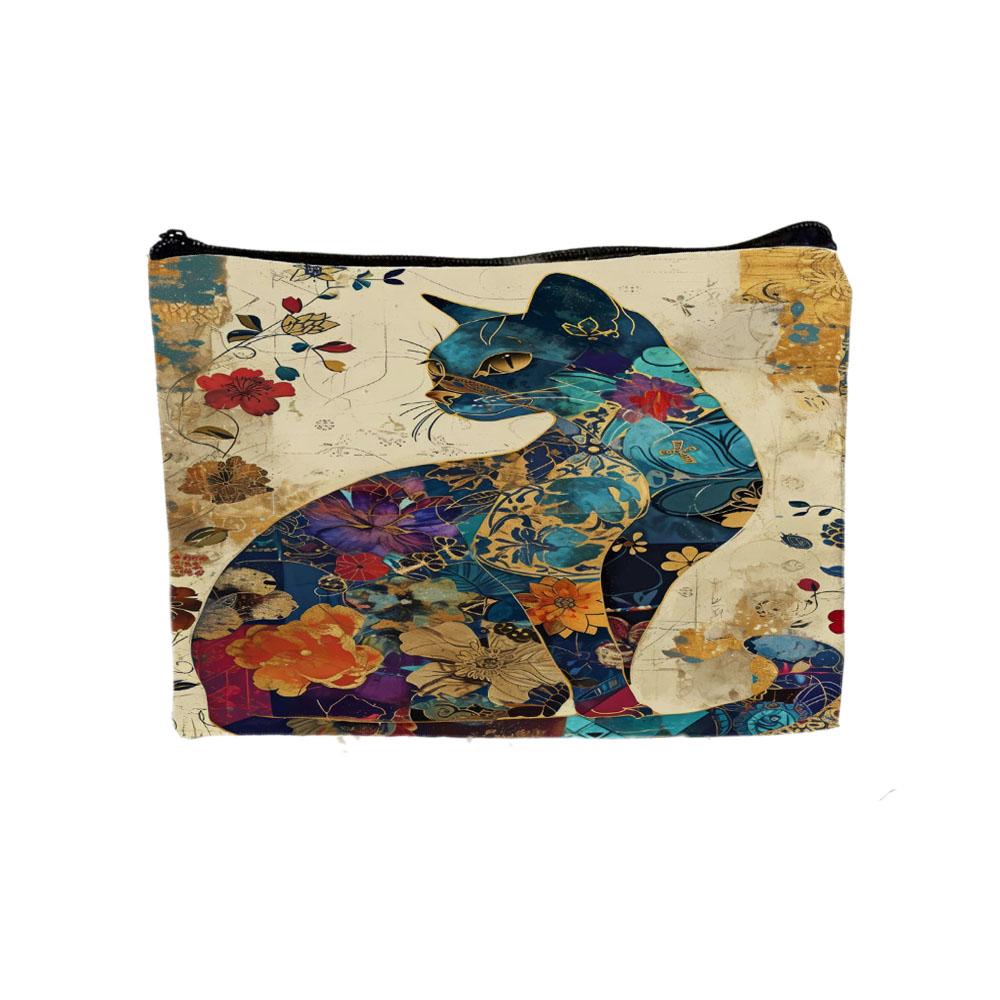 Chic Retro Flowers Cat Shopping Bag Ethnic Makeup Bag Storage Casual Shopping Shoulder Bags Women's Handbag Toiletry Pouch