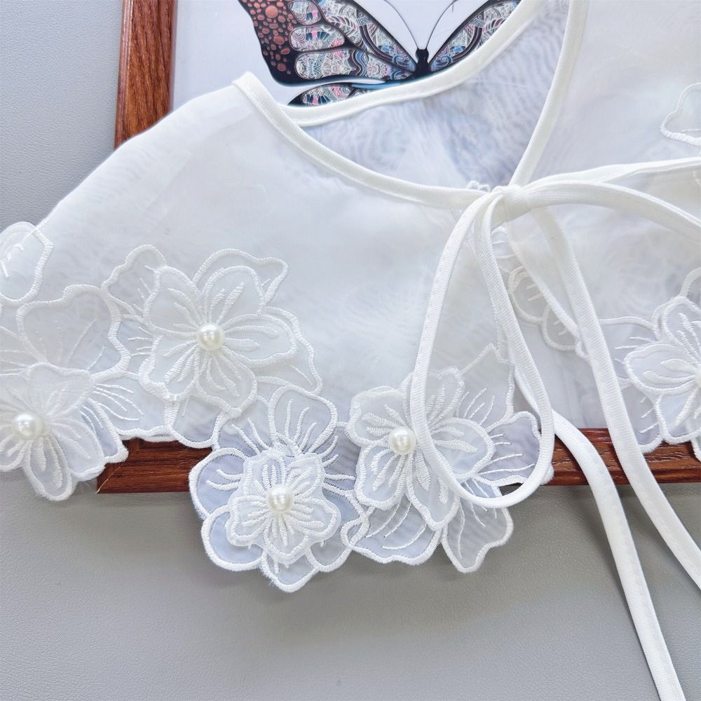 Organza Flower Fake Collar Exquisite Lace Neckline Shoulder Decoration Fake Collar Women/girls