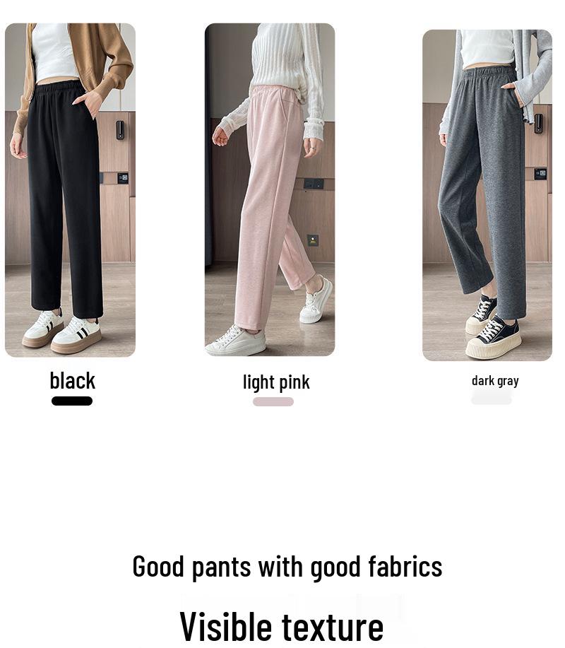 Women's 419 Acetate Wool Wide-Leg Pants: Petite Straight Trousers for Spring, Autumn, and Winter.