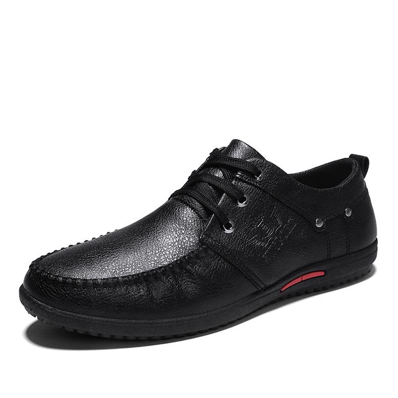 

Мода 2019 года, новейшая повседневная обувь из кожи класса люкс для мужчин, мужские мокасины, дышащие черные туфли для вождения, кожаные туфли 6.5 чёрный