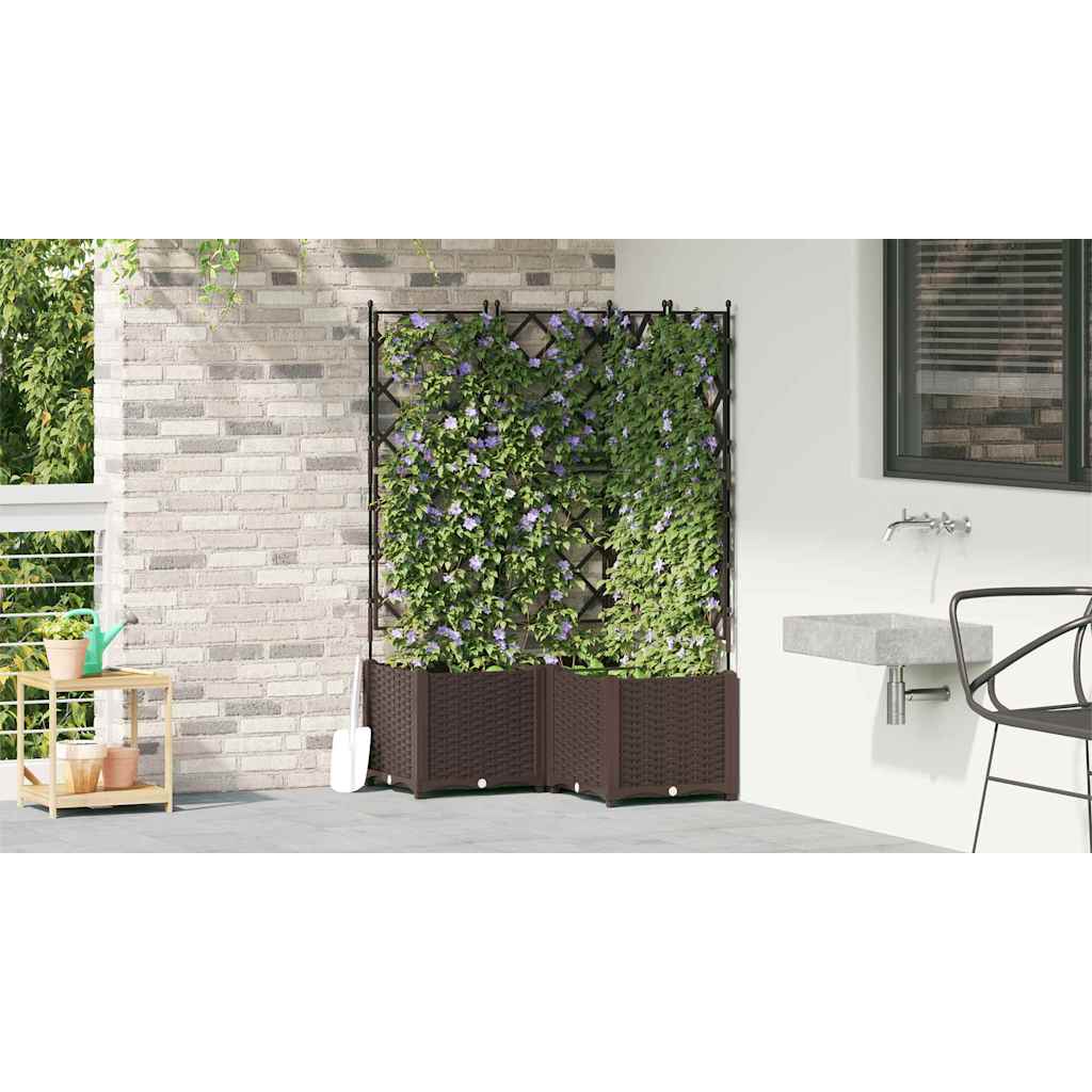 Garden Planter 3 pcs Brown 80 x 80 x 143 cm PP