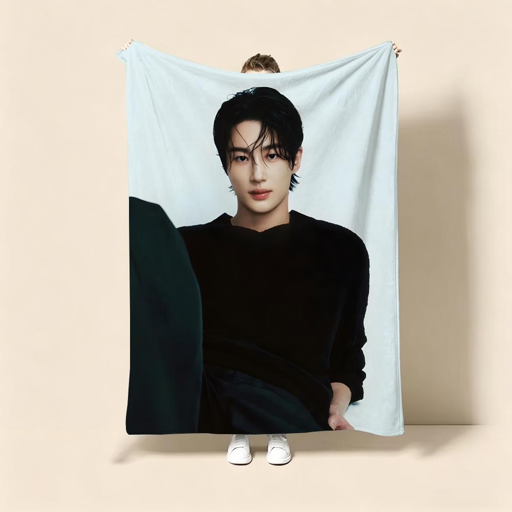 Celebrity B-Byun Woo Seok Throw Soft Warm Flannel Fleece Throw Blanket, Cozy Plush for Sofa Bed & All Seasons 75cmx90cm