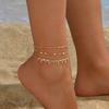 Ensemble de 3 Chevillettes à Franges en Cristal Artificiel Superposables Dorées Délicates Élégantes Bijoux d'Été pour Vacances à la Plage pour Femmes