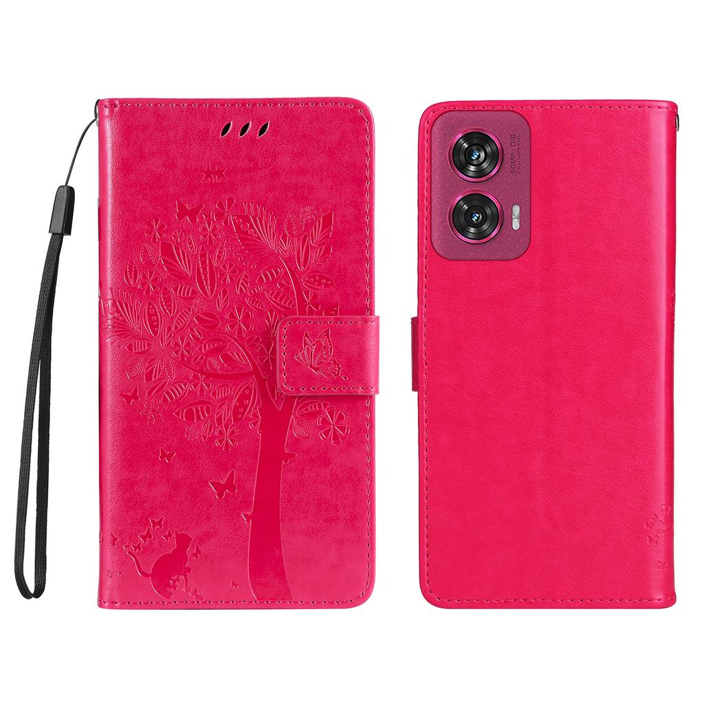 For Motorola Edge 50 Fusion 5G Phone Case with Stand Cat Tree Pattern Leather Wallet Mobile Cover