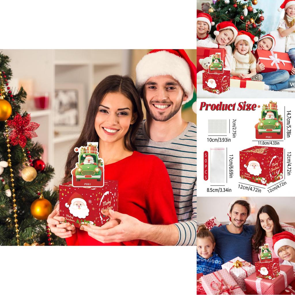 Red Santa Claus Pattern Paper Gift Box For Christmas Gifting And Celebrations