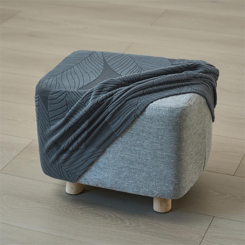 1PC Leaves Jacquard Ottoman Cover Elastic Dustproof Sofa Footrest Slipcovers Anti-slip Footstool Protector Cover for Living Room