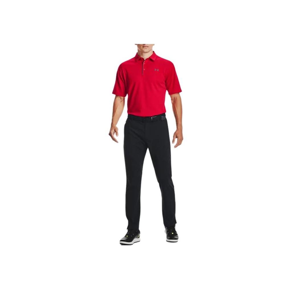 Under Armour Loose Fit Solid Color Printed Square Neck Polo Shirt Men tops Red 1290140-600