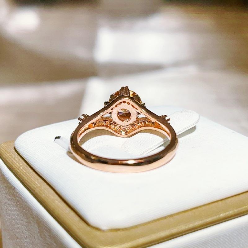 Personalized Jewelry European and American Popular Rose Gold Geometric Zircon Ring