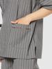 Comme Ca Men's Shijira Stripe Jinbei (with name tag and pocket), Gray, Size M (Japan M)