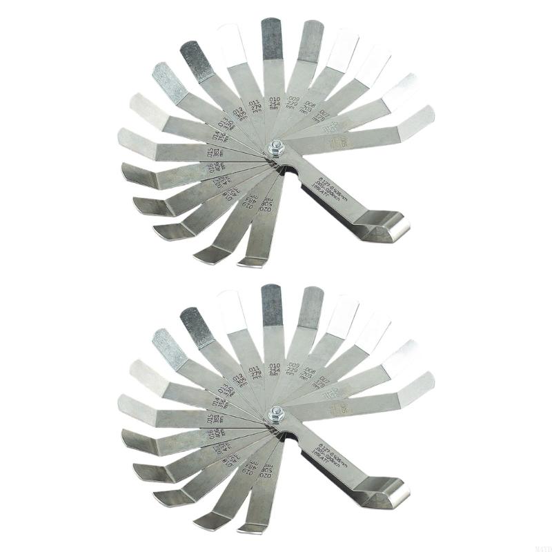 16 Blade Steel Feeler Gauges with Angled Head Angled Feeler Gauges for Precise Space Measurement From 0.127mm To 0.508mm M4YD