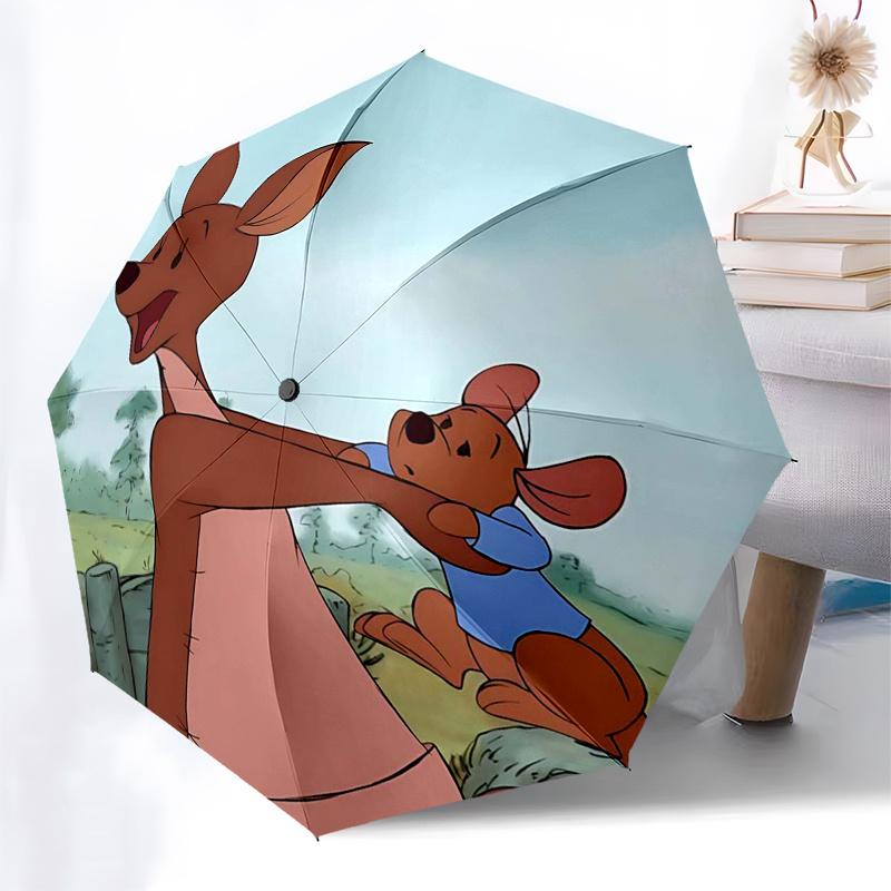 Winnie and Friends Themed Travel Umbrella-8 Ribs Automatic Opening and Closing, Portable Folding Design, Compact and Stylish Umbrella