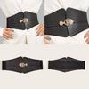 Buckle Fashion Gold Decoration Women Casual Black Faux Leather Belt Daily For