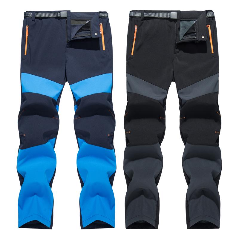 Men's Thickened Ski Pants: Fleece-Lined, Windproof, Water-Repellent, Plus Sizes for Autumn/Winter Mountaineering