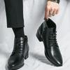 Herrenstiefel Business Lederstiefel Mode Schnürstiefel Knöchelhohe Reißverschluss Freizeitschuhe Spitz zulaufende Plateau Chelsea Stiefel