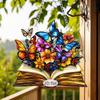 Multicolored Window Hanging Flower Books 2D Flat Plastic Wall Pendants for Door Decors Housewarmings Gift for Women Girls