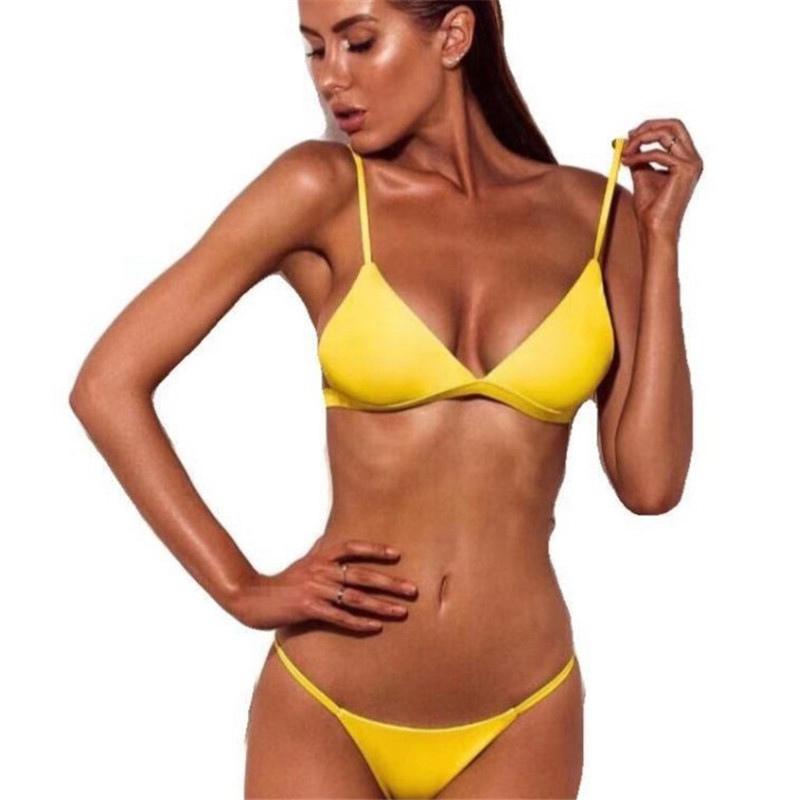 

Нижний пляжный однотонный купальник, женские купальники, женские сексуальные стринги, купальник-бикини, бюстгальтер, купальник-бикини L жёлтый
