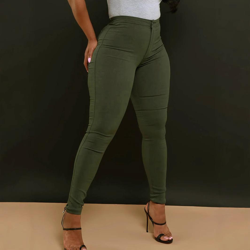 

GMXIA Весна/лето женские обтягивающие джинсы конфетного цвета со средней талией, брюки-карго в 9 цветах XL армия зеленый