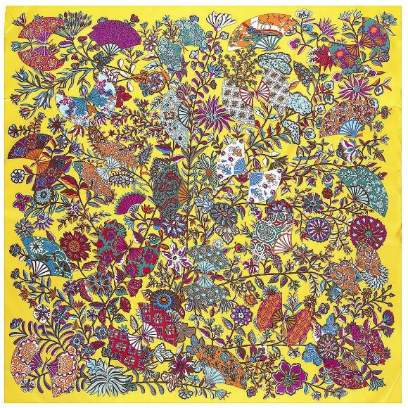 

Luxury Brand Twill Silk Scarf Women Square Scarves Branches And Flowers Silk Scarf&Shawls Wraps Hijab 130*130CM 130X130CM