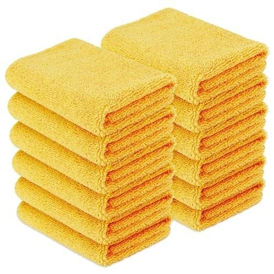 Basics Cleaning Cloth Microfiber Multipurpose Car Wash Wipe Rag 12 pieces (4040 cm) Yellow