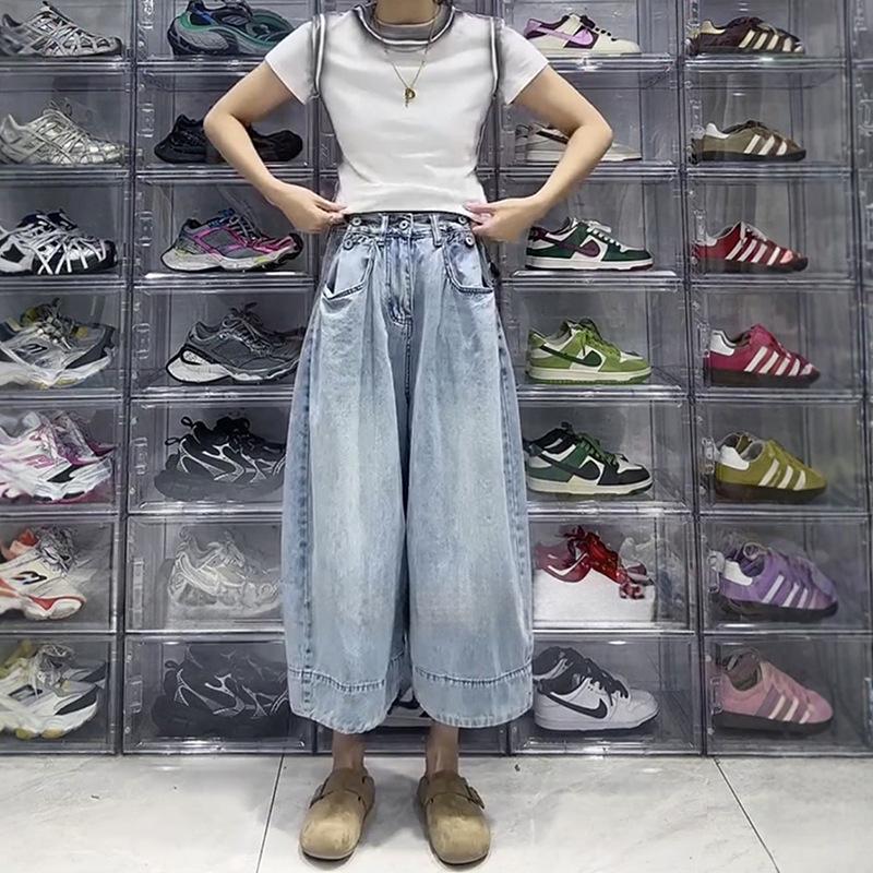 Women's Summer Wide-Leg Jeans: Loose Fit, Large Size, Pear-Shaped Friendly, Slimming Hip-Covering, All-Match Straight Pants