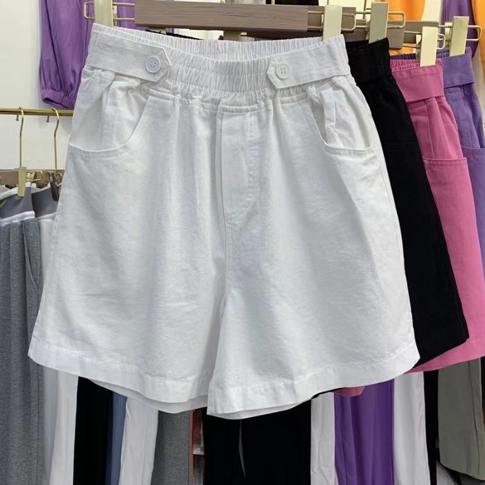 Women's Purple Cotton High-Waist Sporty Shorts - Japanese Style, Versatile, Slimming, Casual Summer Wear