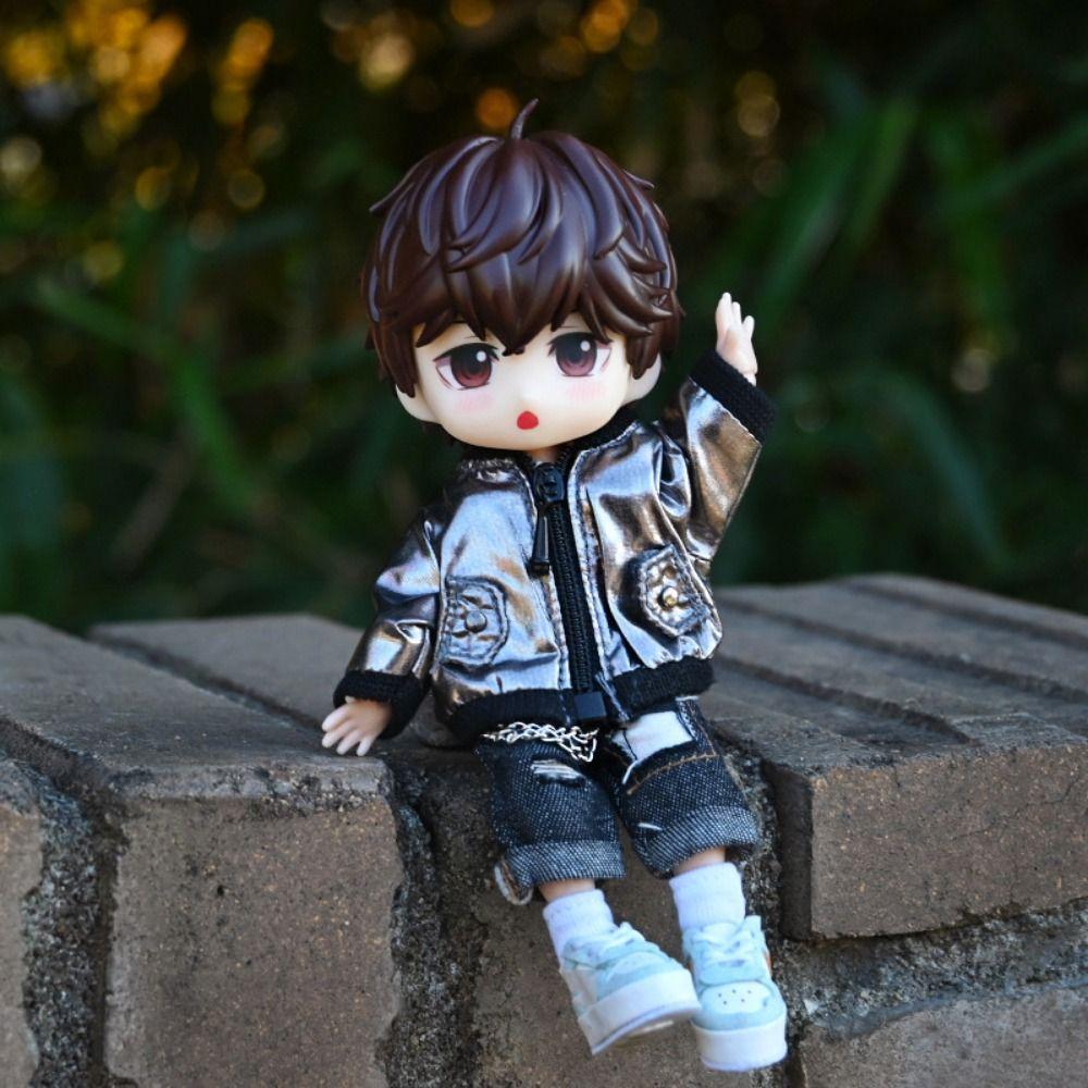 Kurtka z długim rękawem 1/12 Lalka Laserowa Płaszcz Zamek Błyskawiczny Płaszcz Ob11 Ubranka dla niemowląt dla Obitsu11Clothes