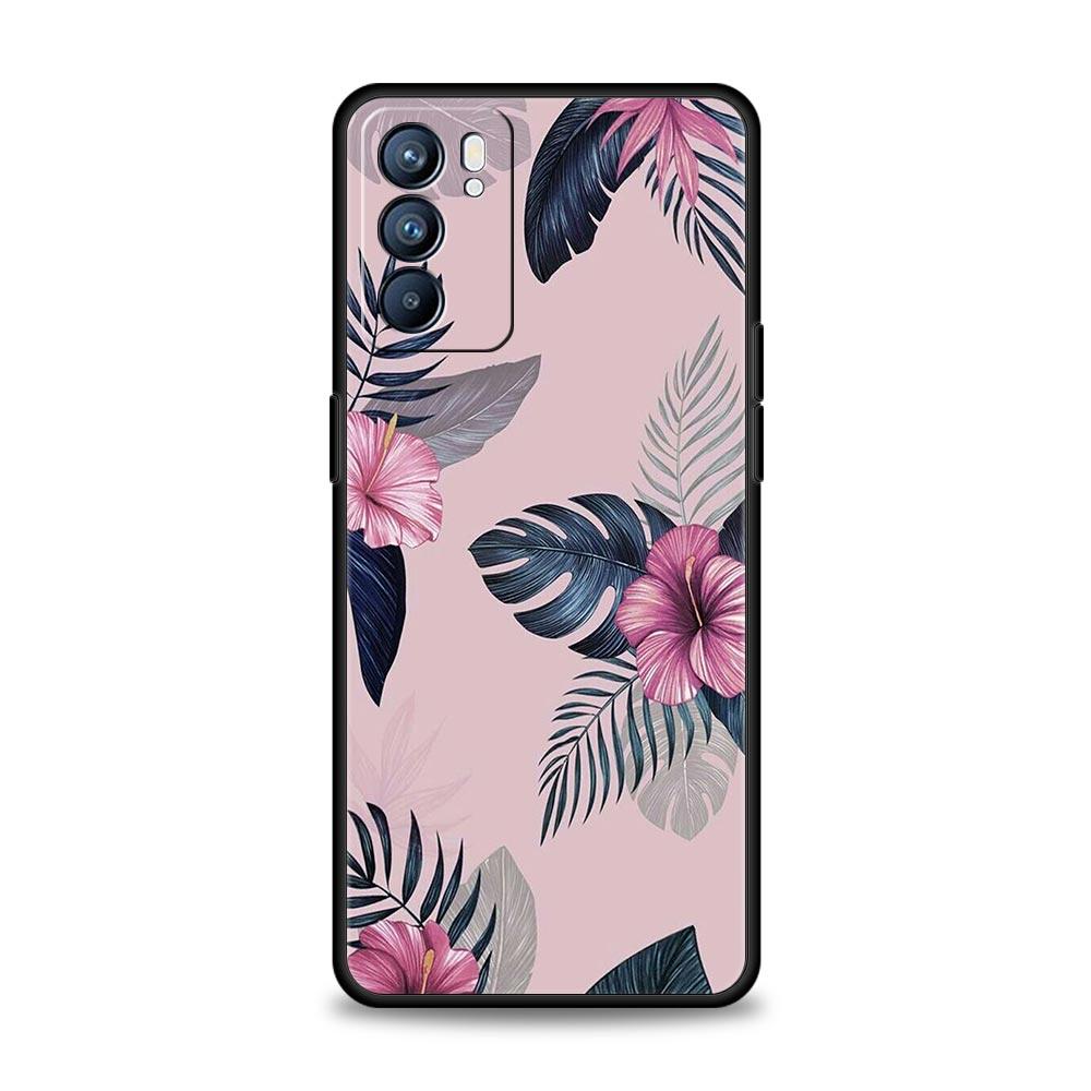 Vintage Bananenblatt-Blumenhülle für Oppo Reno8 Reno7 Reno6 Pro A54 5G Find X6 X5 A53 A52 A9 A15 A95 A17 A16 A76 A74 A57 Abdeckung