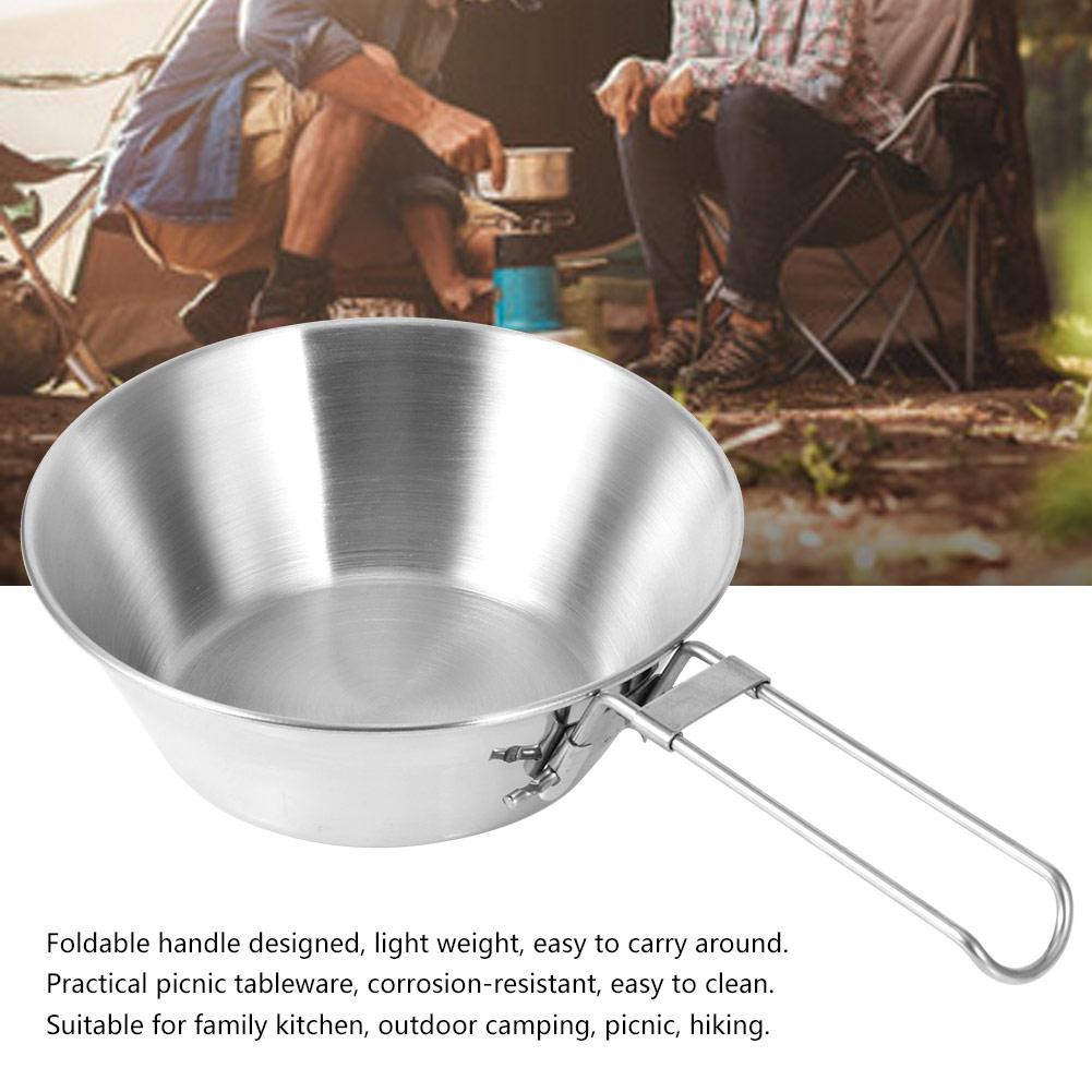 Outdoor Verdicken 304 Edelstahl Klapp Tragbare Picknick Schüssel Camping Kochgeschirr Utensilien
