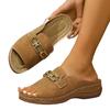 Women's Slip On Open Toe Sandals with Decorative Buckle Comfortable Footbed Casual Summer Footwear for Daily Wear