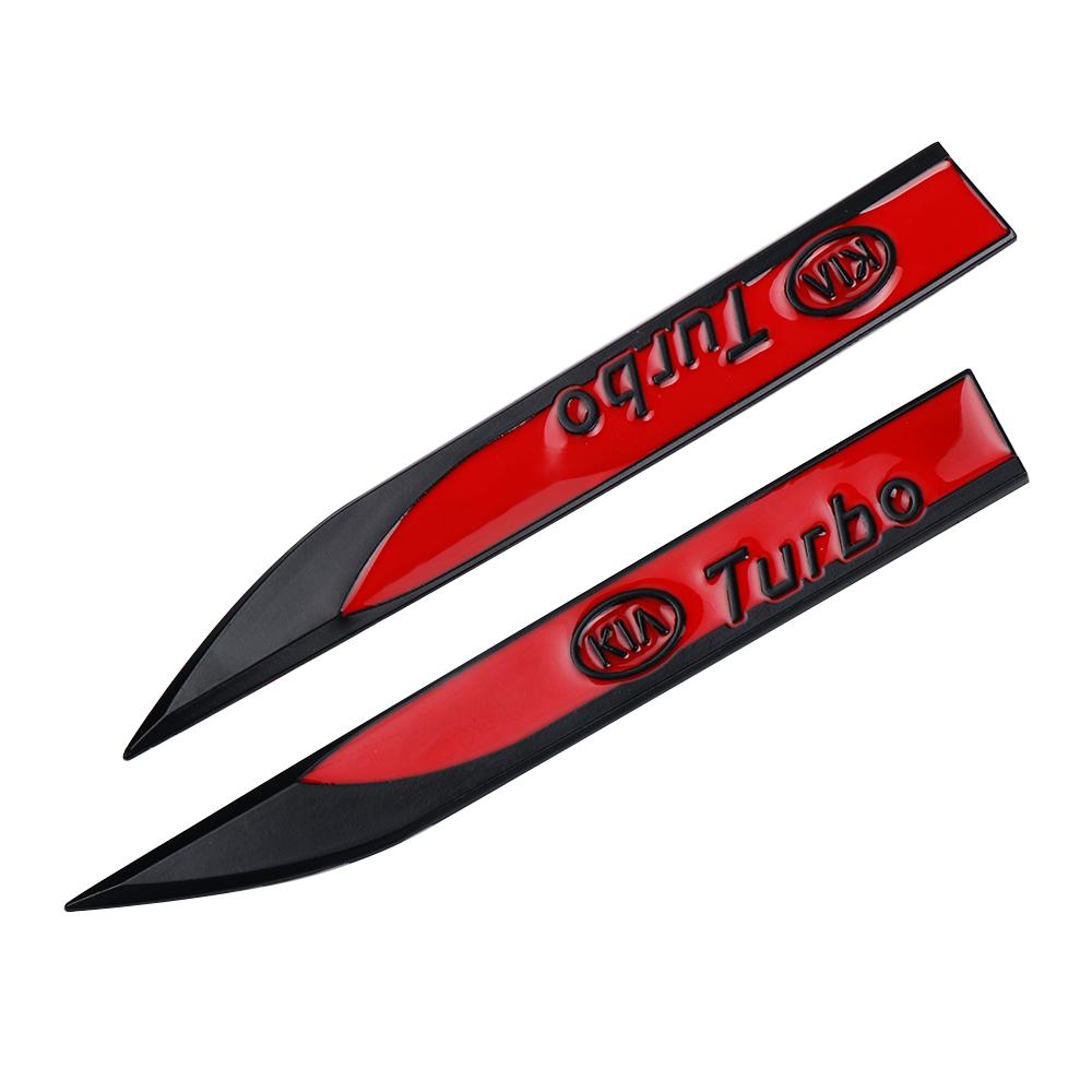 2Set Car Emblem Side Blade Stickers Decorative Fender Badge For KIA Sportage Ceed Sorento Cerato Optima Picanto Rio Soul K3 K5
