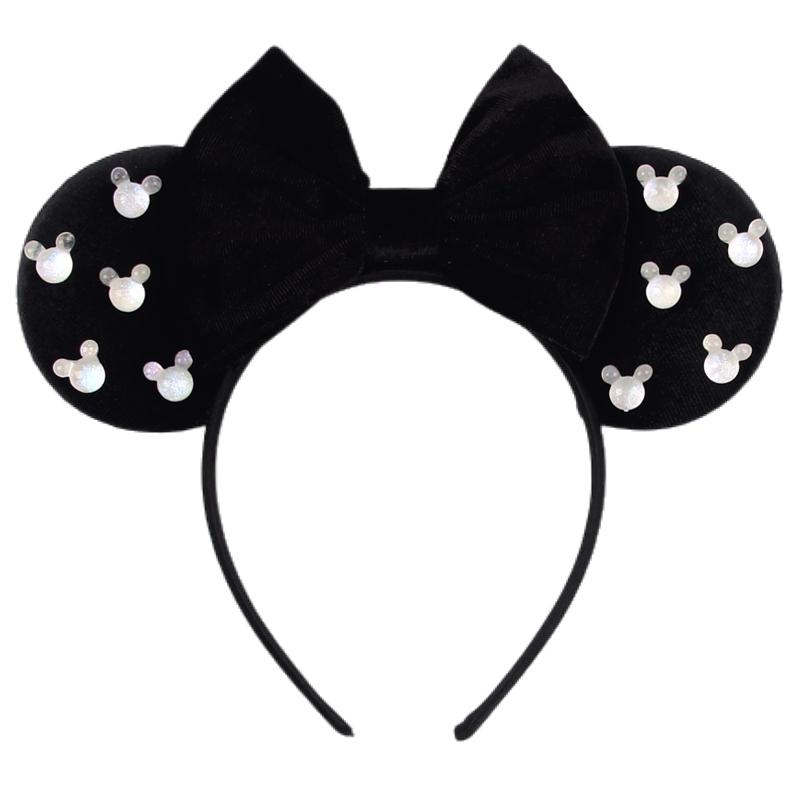Ny Trendig Musöron Hårband Mickey 3.3" Sammet För Flickor Mjuk Rosett Hårband Halloween Festival Fest Resa DIY Håraccessoarer