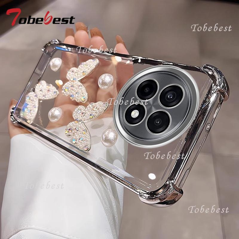 

3D Pearl Butterfly Shockproof Plating Silicone Case for OnePlus 13 13T 12 11 11R ACE 5 3 2 Pro Clear Transparent Back Cover OnePlus 13