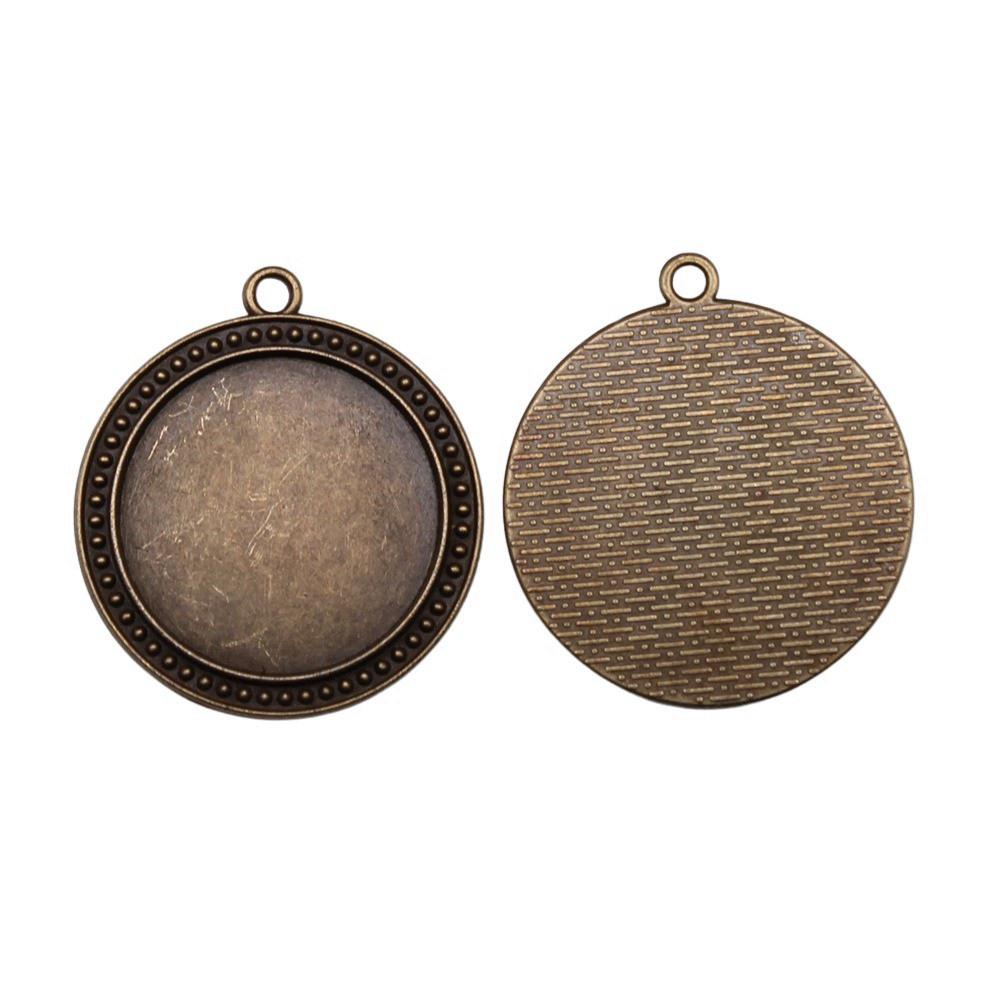 Metal Vintage Owl Pendant Charms Bezel Base Fit 30mm 35mm Flat Frames For Resin Art