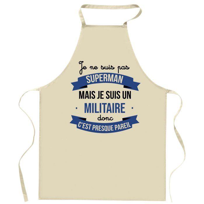 Tablier de cuisine - Militaire Superhéros - Coton résistant - Impression DTG France - Liens ajustables