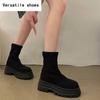 Vintage Platform Increase Women Ankle Boots Fashion Slip On Shoes Autumn Winter British Style Ladies Elegant Short Booties