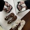 Fashion Women's Sandals Designer New Dress Metal Decoration Ladies Shoes Narrow Band Buckle Thick Heels Female Shoes Outside Party Shoes