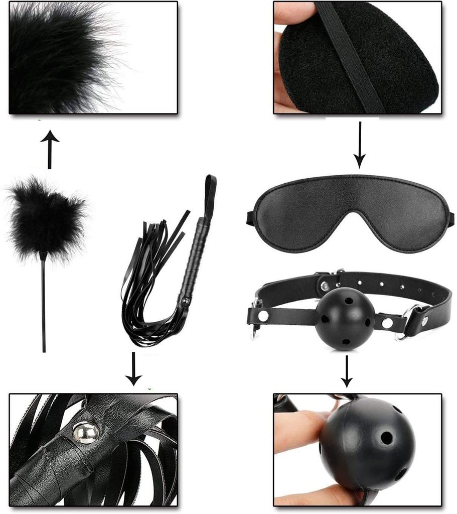 SM Restraints Set Pleasure Embarrassing SM Restraint Leg Restraint Eye Nipple and Currant Perfect for and Secretly [Extreme & Torture!!] 11-Piece Set