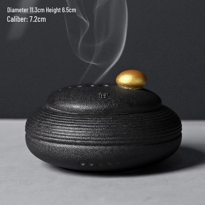 Coiled Ceramic Incense Burner: Chinese Style Water Mountain Aroma Holder for Indoor Use