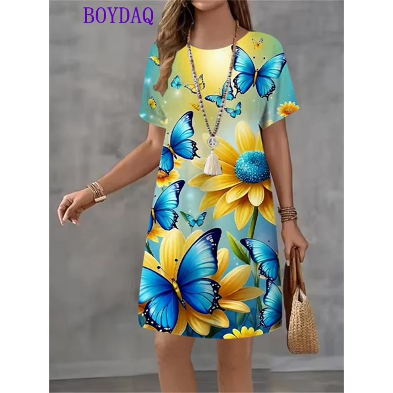 Fashion Loose Short Sleeve Dress Casual Versatile Casual Dresses
