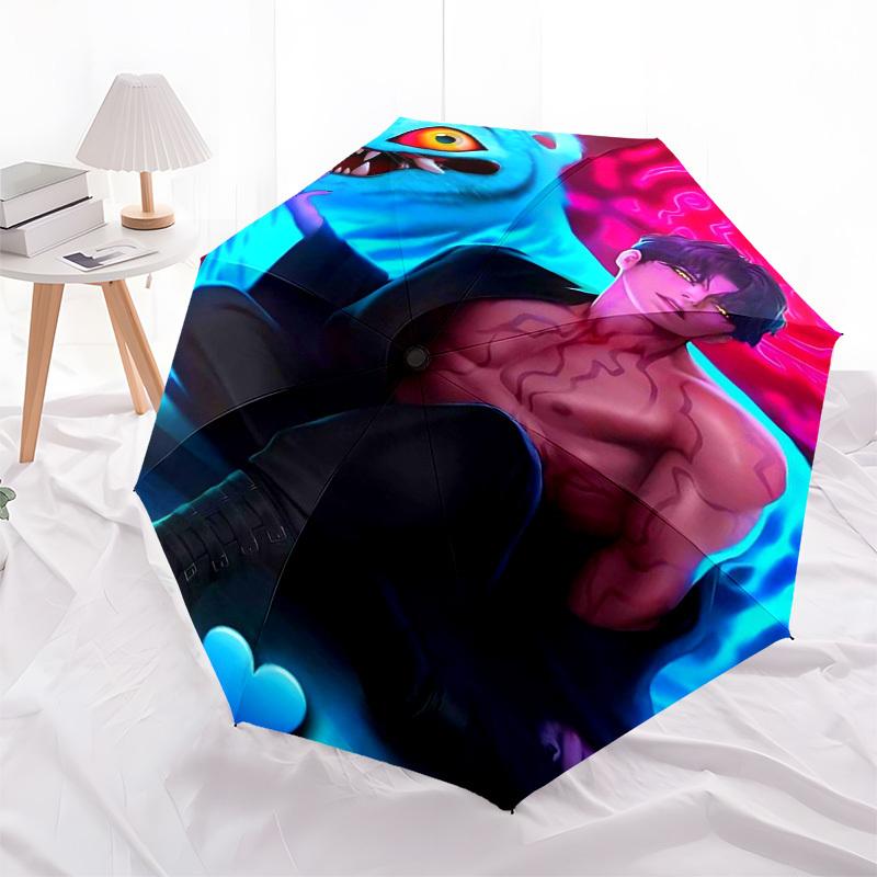 1pc Outdoor Umbrella with Anime Character and Monster Print - Automatic Opening/Closing, Portable 3-Fold Design, 8-Rib Iron Frame, Perfect Gift f