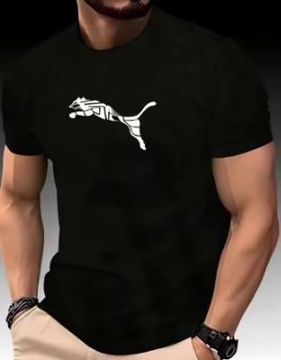 Summer new luxury men's fashion fox leopard print T-shirt round neck casual trend 2K high-end high-quality fitness