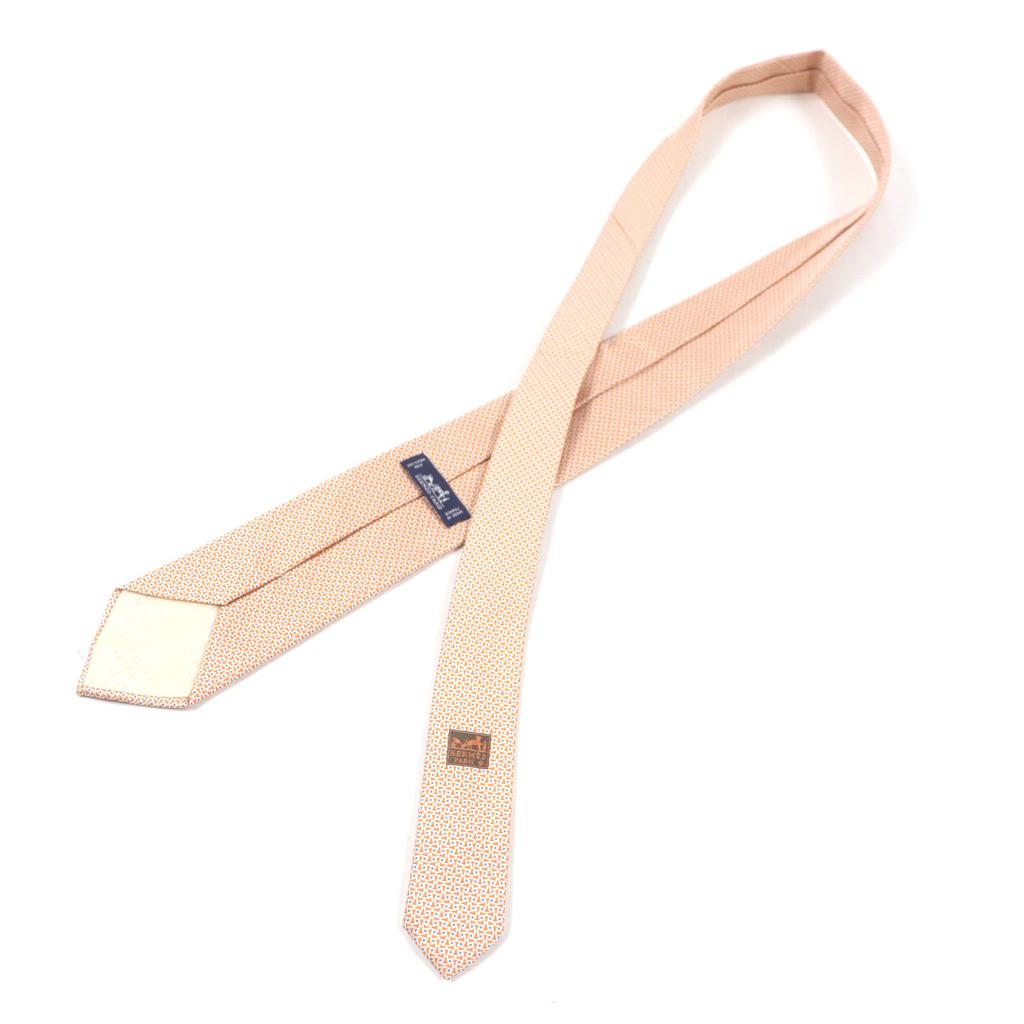 Excellent HERMES tie Overall handle Orange blue mens 659082T Used