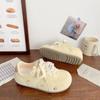 Women's Retro Bowknot White Casual Shoes - 2026 Spring/Summer Versatile Flat Bottom German Training Style