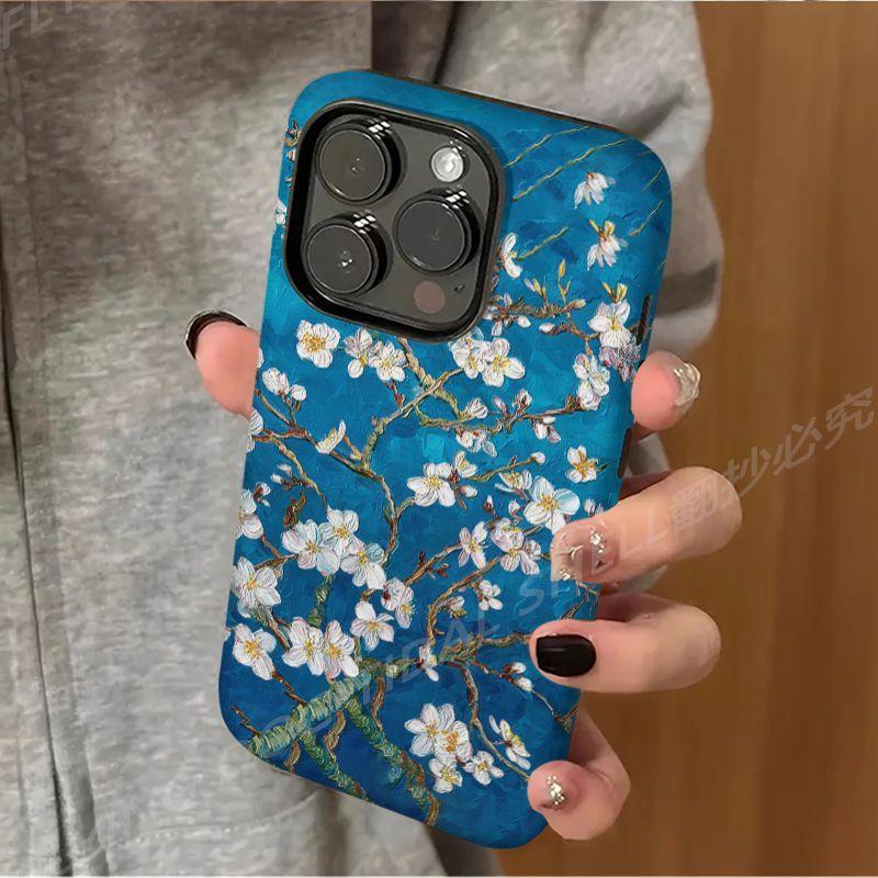 

Van Gogh Blooming Almond Phone Case for Apple iPhone 17 ProMax- Vintage Double-layer Shockproof Full Cover on iPhone 17/16/15/14/13/12/11/Pro/Plus apple 17promax