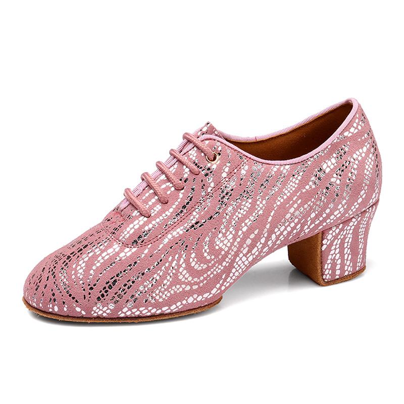 Moderne Jazz-Tanzschuhe aus Wildleder für Damen und Mädchen, glänzende Tanzschuhe für Lehrer, Übungstanzschuhe, rutschfest, mittlerer Absatz, 5 cm